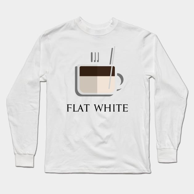 Hot flat white coffee front view in flat design style Long Sleeve T-Shirt by FOGSJ